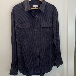Equipment navy blue stripe button down blouse Size Large
